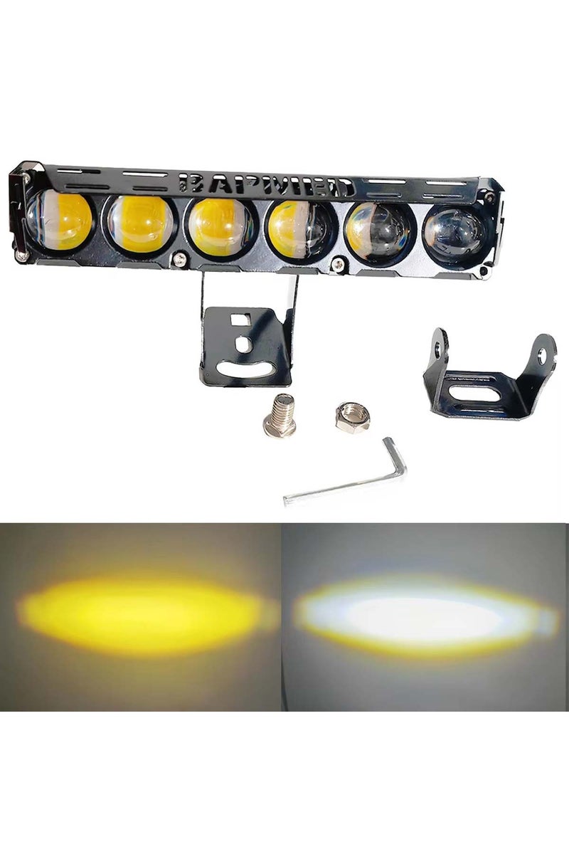 6 Lens Light 6 Lens Motorcycle LED Spotlight Dual Color Hi/Low Beam Fog Lamps for Car Trucks SUV UTV