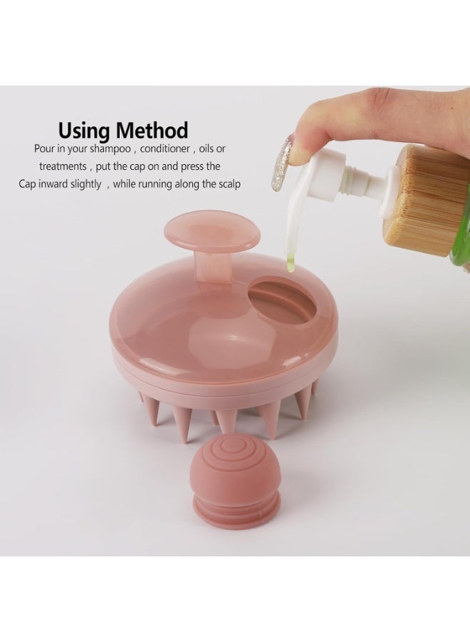إسكدنيا 【فرشاة شامبو لتنظيف فروة الرأس مع موزع】- فرشاة تدليك فروة الرأس وتقشير السيليكون للتنظيف العميق وإزالة القشرة ونمو الشعر - أداة استحمام مناسبة للأظافر الطويلة لجميع أنواع الشعر (وردي) - Image 2