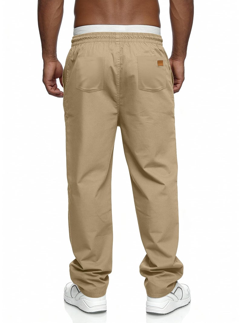 Comdecevis Mens Casual Sweatpants Cargo Jogger with Phone Pockets Work Regular Pants for Men Dark Khaki M - Image 4