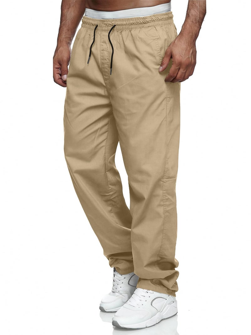 Comdecevis Mens Casual Sweatpants Cargo Jogger with Phone Pockets Work Regular Pants for Men Dark Khaki M - Image 1