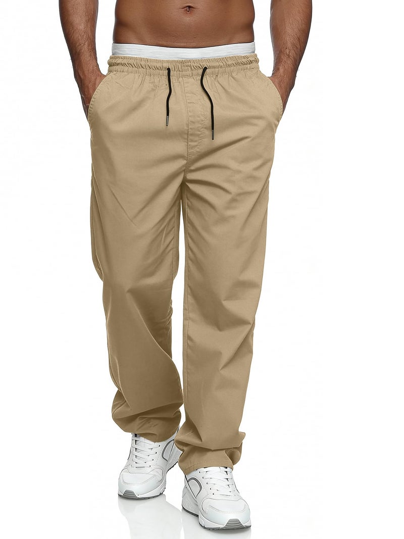 Comdecevis Mens Casual Sweatpants Cargo Jogger with Phone Pockets Work Regular Pants for Men Dark Khaki M - Image 2