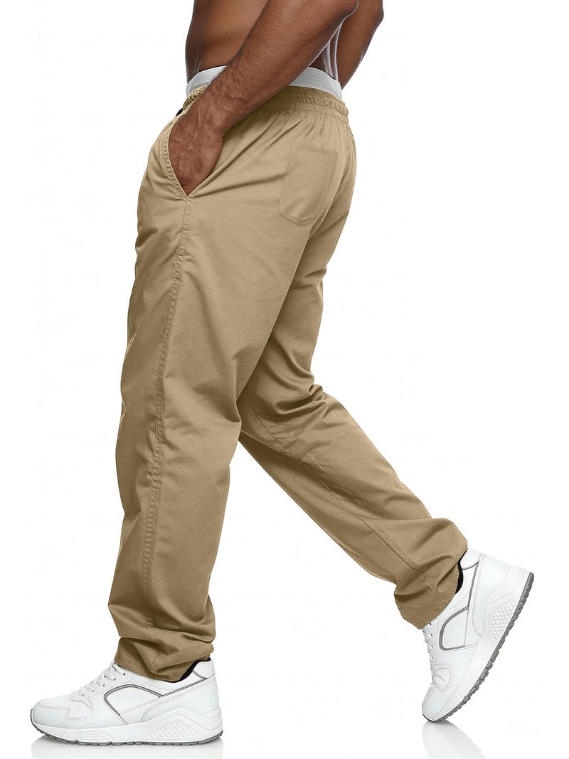 Comdecevis Mens Casual Sweatpants Cargo Jogger with Phone Pockets Work Regular Pants for Men Dark Khaki M - Image 5