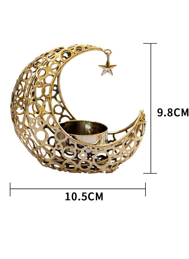 فلاي رود قطعة واحدة من مبخرة رمضان، حامل بخور معدني على شكل قمر العيد، ديكور على شكل هلال لسطح المكتب، زخارف معدنية رمضانية، ديكور منزلي، مناسبة للمكتب والمنزل والديكور الداخلي والخارجي (ذهبي)  - Image 3