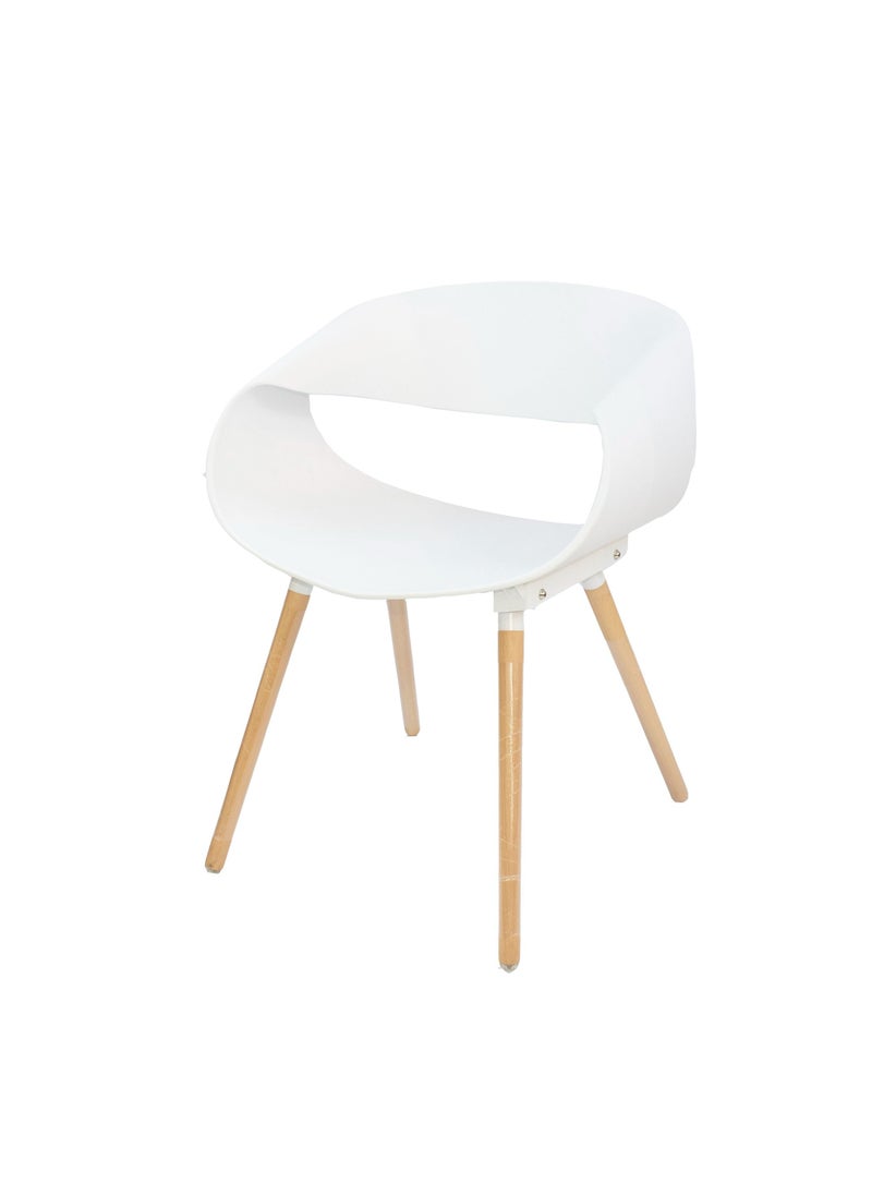 JILPHAR FURNITURE Curvy Mordern Dining Premium Chair With Wood Leg White 