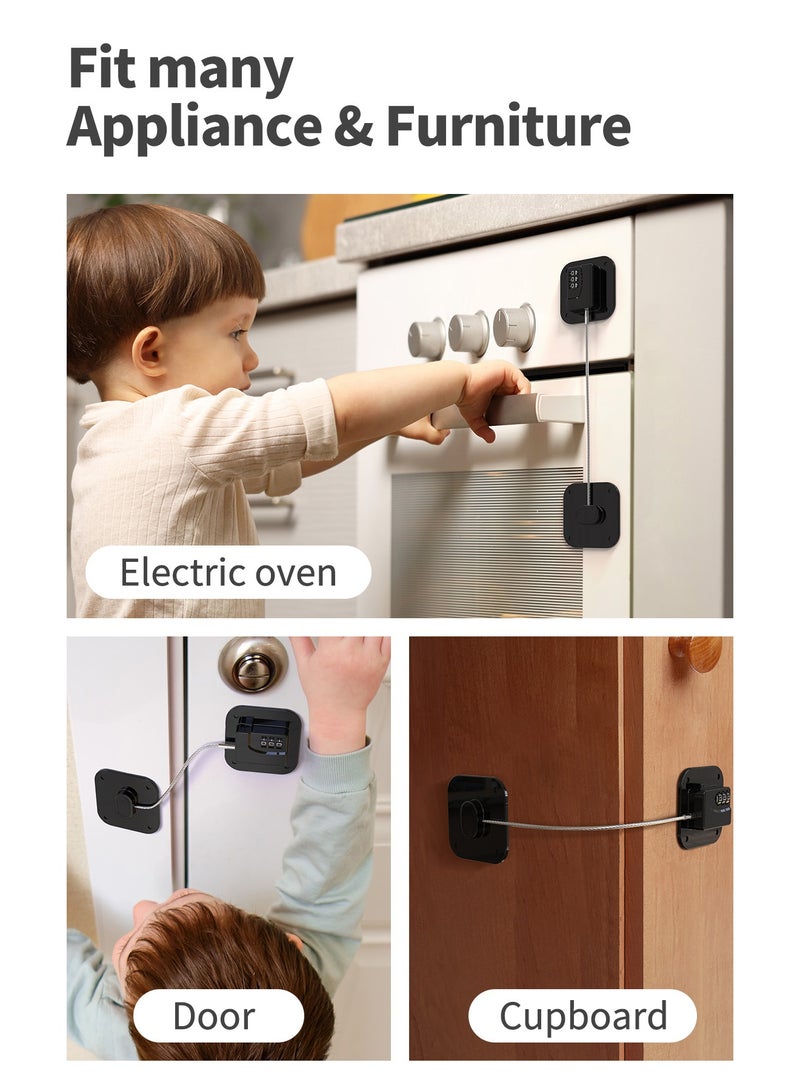 Bcarenest 2-Pack Refrigerator Security Locks with 3-Digit password, Drawer Security Locks for Refrigerators, Doors, Windows, Cabinets, etc. (Black). - Image 3