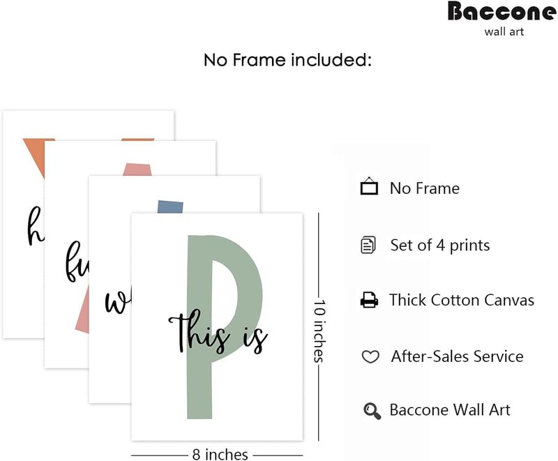 Baccone فن جدار غرفة اللعب للأطفال من باكون - ديكور غرفة اللعب - مطبوعات قماشية لغرفة الأولاد - ديكور جدار غرفة الأطفال - فن جدار حضانة الأطفال - لوحة غرفة اللعب - لافتة لنلعب 8x10 بوصة مجموعة من 4 بدون إطار - Image 2