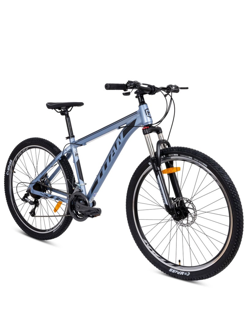 MOGOO دراجة جبلية من مغو تيتان مصنوعة من سبائك الألمنيوم 26 بوصة - نظام نقل حركة 21 سرعة - دراجة للبالغين - فرامل قرص ميكانيكية - مقعد قابل للتعديل - 21 تروس - دراجة جبلية مع نظام تعليق للرجال والنساء - فضي - Image 1