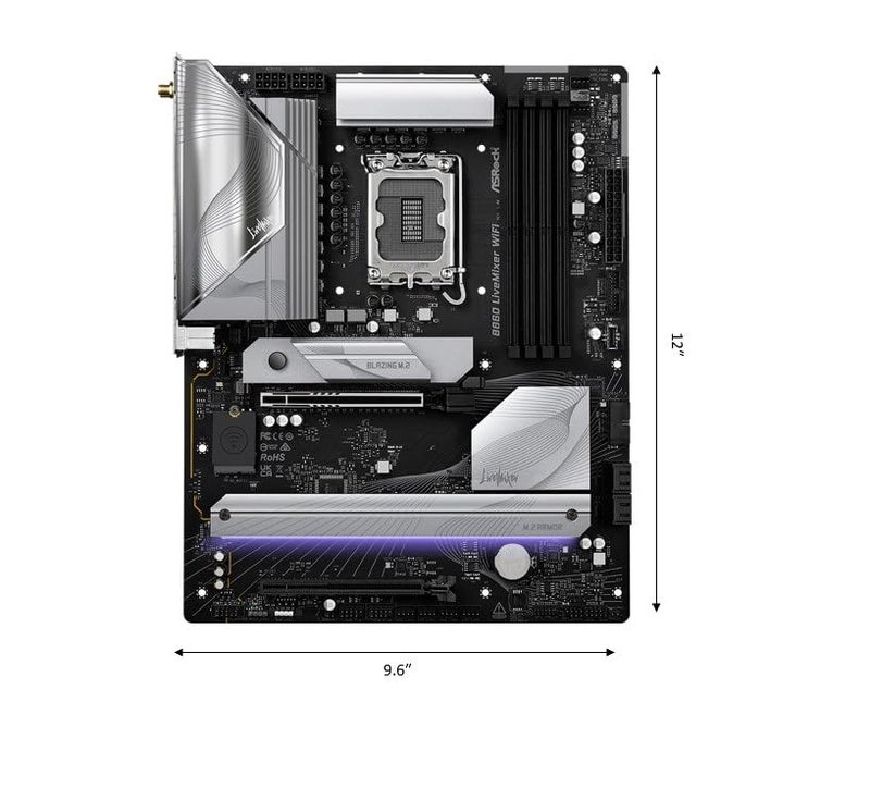 ASRock لوحة أم ASRock B860 لايف ميكسر WiFi 6E LGA1851 DDR5 ATX معالج إنتل كور ألترا سلسلة 2 12+1+1+1+1 مرحلة طاقة PCIe 5.0 x16 Thunderbolt 4 Wi-Fi 6E DDR5 8666+ (OC) 3x M.2 (الجيل 5/4) LAN بسرعة 2.5G BIOS Flashback - Image 2
