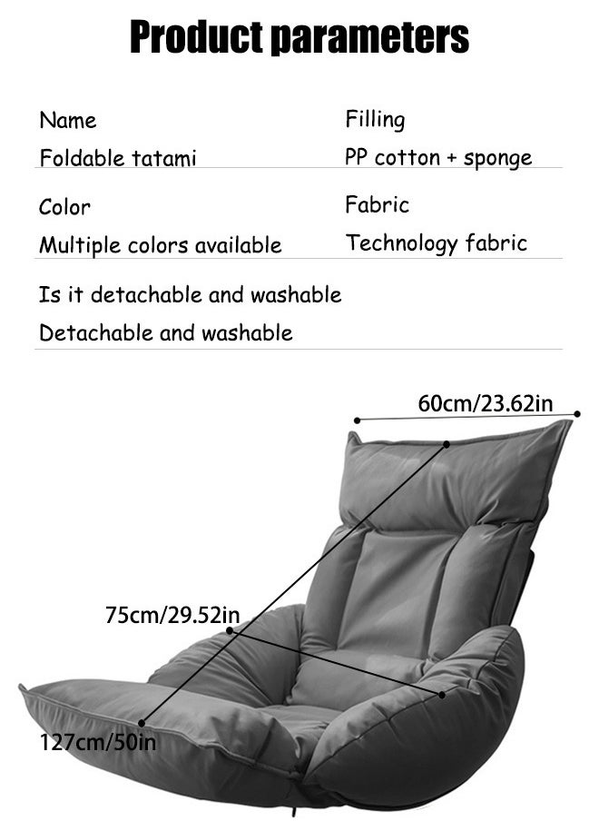 VUCATIN Folding Floor Chair Leisure Sofa Folding Single Back Sofa Cushion Multi-angle Adjustable Cushion Sleeper Bed Suitable Removable and Washable Sofa for Tatami 60x75x127 cm  - Image 5