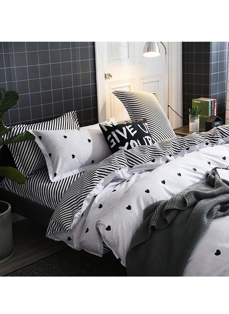 Sharpdo 4 Pieces Bed Sheet Set Luxury Cotton Microfiber Soft Quilt Set with 1 Comforter/Quilt Cover, 1 Flat Sheet and 2 Pillowcases Single 2m(200*230cm) Bed  - Image 3
