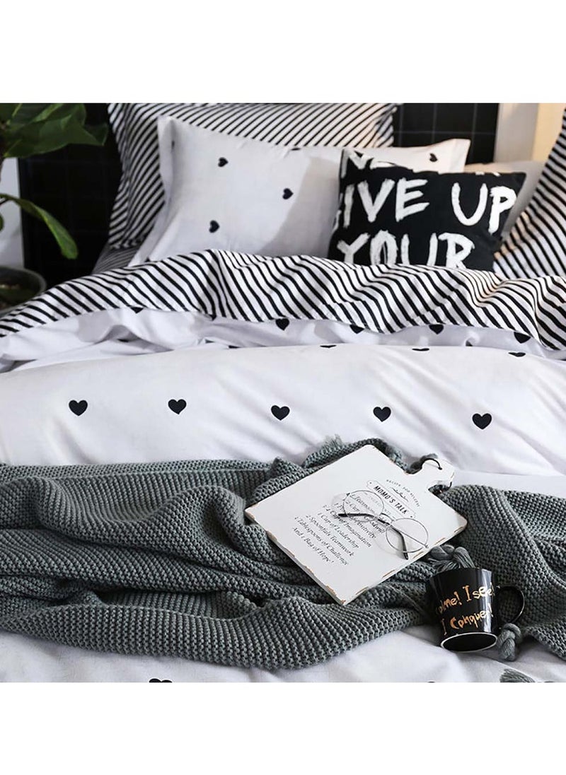 4 Pieces Bed Sheet Set Luxury Cotton Microfiber Soft Quilt Set with 1 Comforter/Quilt Cover, 1 Flat Sheet and 2 Pillowcases Single 2m(200*230cm) Bed