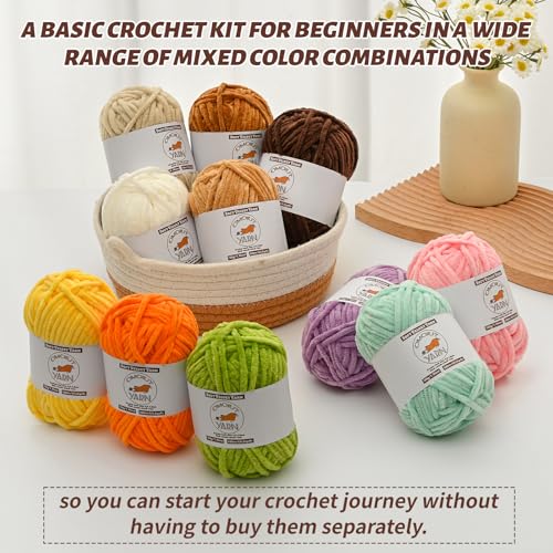 OMoiut 12 Pack Fluffy Velvet Yarn for Crocheting, Chunky Chenille Baby Yarn for Crocheting Soft Blanket, 787 yds Amigurumi Yarns for Knitting, Bulky Multicolored Crochet Yarns Set A - Image 3