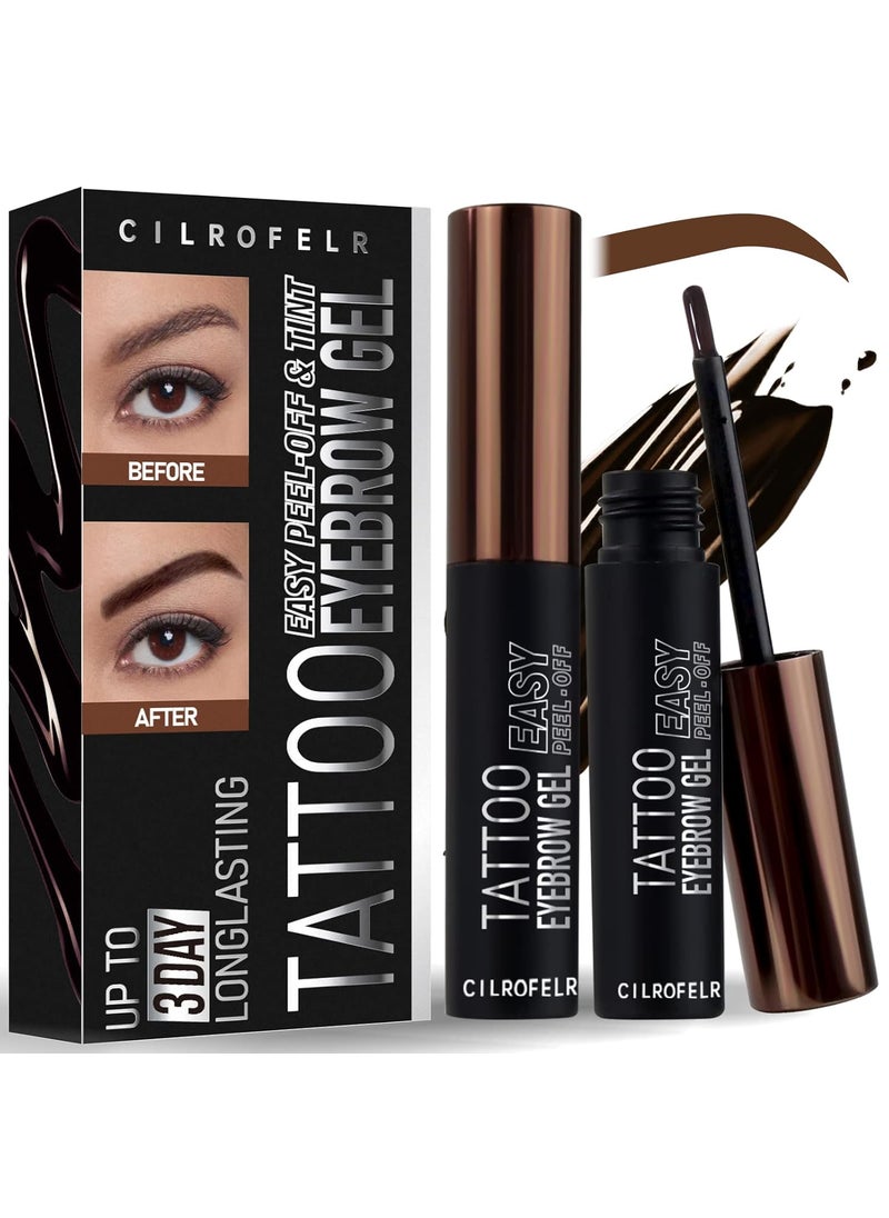 Cilrofelr - Cilrofelr Tattoo Peel Off Eyebrow Gel Tint Semi Permanent Tattoo Brow Peel Off Tint Gel Last Up to 3 Days Waterproof Transferproof For Fuller  Defined Looking Brows Brown 2 Pack - Image 1