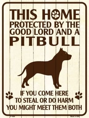 SMART BLONDE This Home Protected by A Pitbull Parking Sign Metal Novelty P-1684 - Image 4