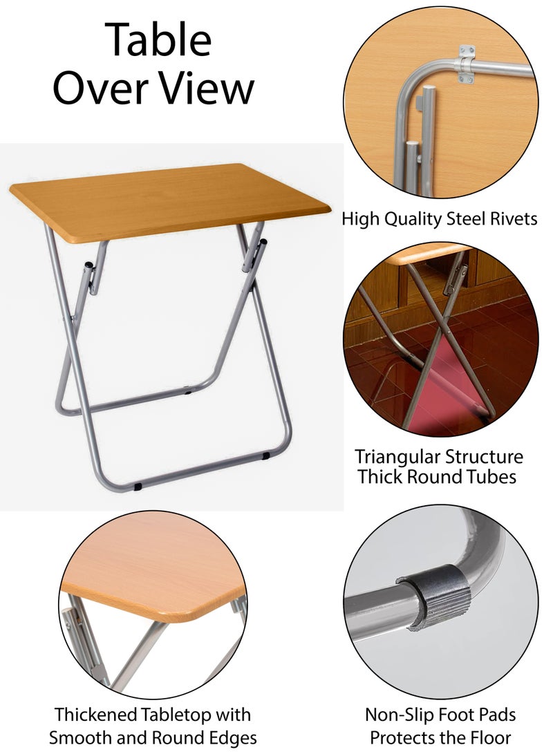 دي بلو مجموعة مكونة من 1 طاولة مستطيلة قابلة للطي و2 كراسي قابلة للطي بتشطيب خشبي، متعددة الاستخدامات للطعام، الكمبيوتر، الألعاب، اللاب توب، المكتب المنزلي، محطة العمل، دراسة الأطفال، المطبخ، السفرة، الشرفة، القهوة، الفناء الخارجي، الحديقة، النزهات، الشاطئ، البار، التخييم في الصحراء، السفر، الأثاث المنزلي المحمول والخفيف الوزن بحجم 70x70x50 سم - Image 4