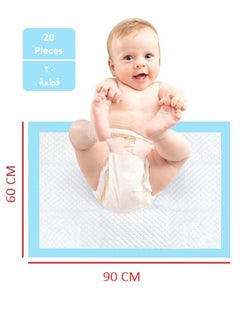 Cherry Medical Supply 20 Pieces Packed in 2 Pouches 60 cm x 90 cm Disposable Changing Pads for Baby Soft Ultra Absorbent Waterproof Large Diaper Changing Pad Liners Baby Changing Pad Cover Bed Pads  - Image 1