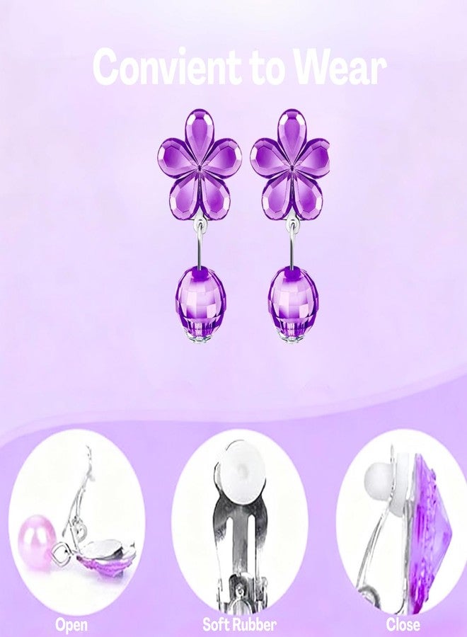 TecoKart أقراط TecoKart® الآمنة المصنوعة من الراتنج والكريستال، 7 أزواج، أنيقة للبنات | أقراط ناعمة ومريحة بمشبك للأذنين غير المثقوبة، بدون ألم | أقراط أطفال لطيفة بتصميم أميرة، مثالية للحفلات - Image 3