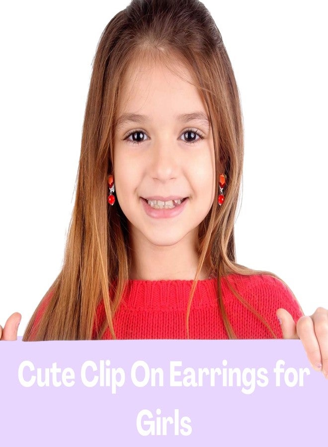 TecoKart أقراط TecoKart® الآمنة المصنوعة من الراتنج والكريستال، 7 أزواج، أنيقة للبنات | أقراط ناعمة ومريحة بمشبك للأذنين غير المثقوبة، بدون ألم | أقراط أطفال لطيفة بتصميم أميرة، مثالية للحفلات - Image 4