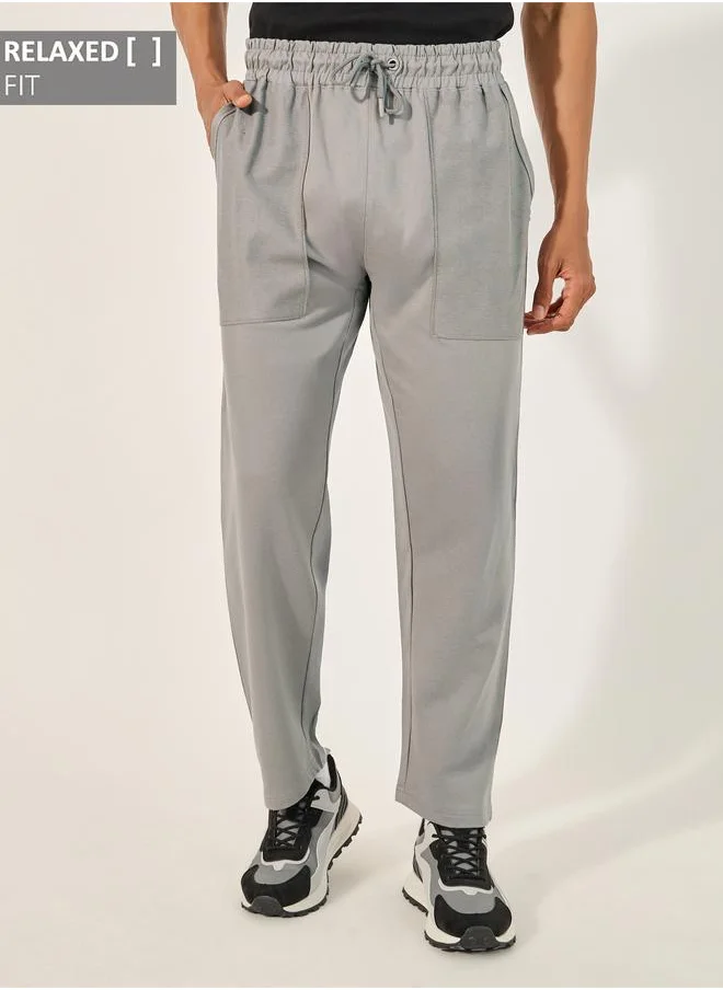 ستايلي Styli Relaxed Fit Reverse Pocket Open Hem Terry Joggers