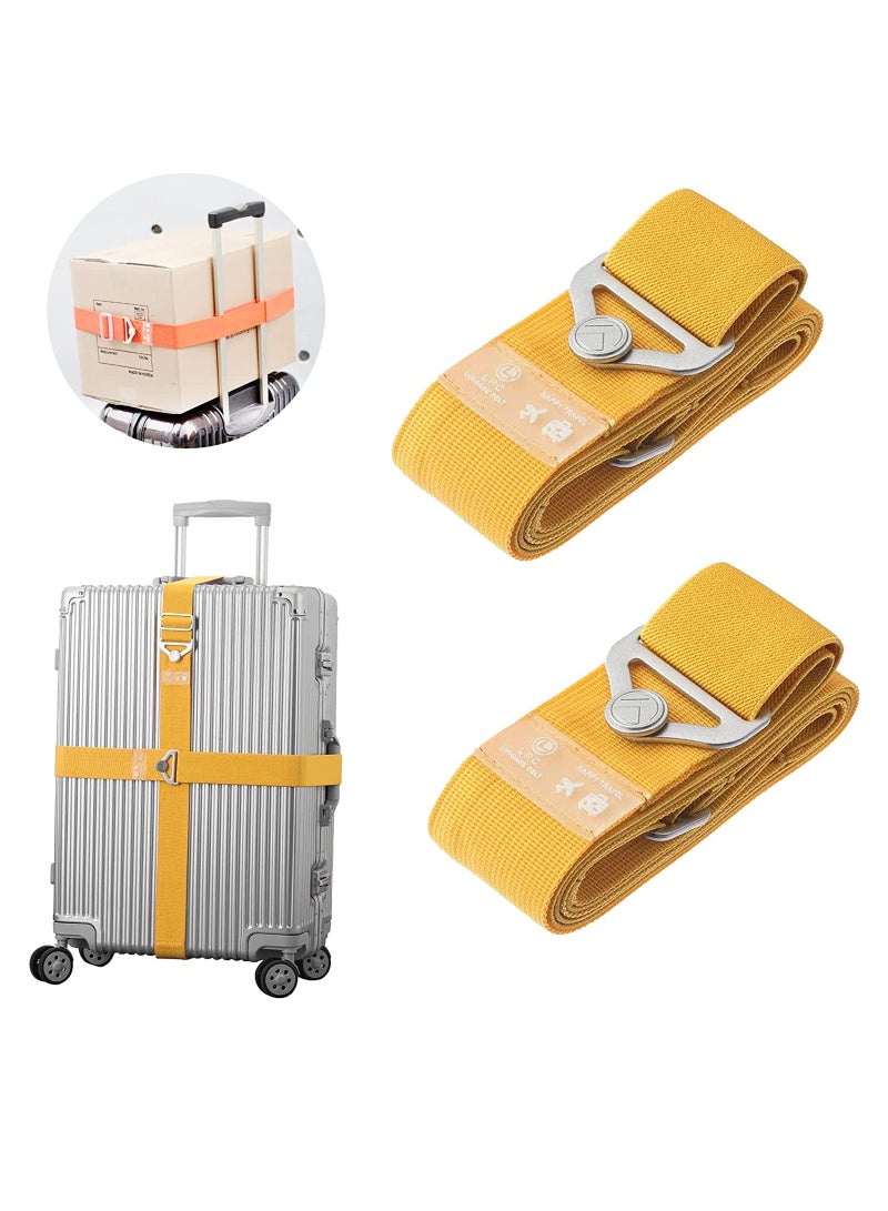 SYOSI Luggage Straps, Suitcase Bungee Belts, Adjustable Suitcase Belts Travel Accessories, Packing Straps Travel Belts Accessories for Business Traveling Packing, L and S size, 2Pack Yellow - Image 1