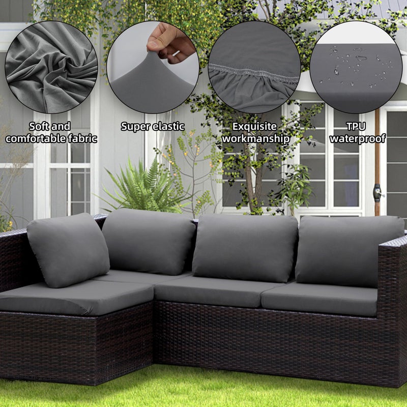 SUKAIKEQA Outdoor Cushion Covers Set,8PCS Waterproof Patio Furniture Couch Seat Slipcovers, Replacement for Sofa Sectional Chair(Coverï¼ŒOnly) - Image 4