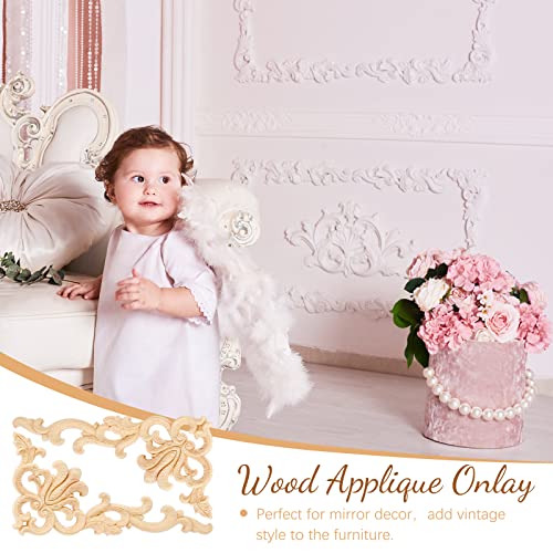 Yulejo 8 Pieces Wood Appliques Onlays Decorative Wooden Applique DIY Wood Appliques and Onlays for Furniture Unpainted Carved Corner Applique for Cabinet Door Bed Wardrobe Furniture Decoration - Image 5