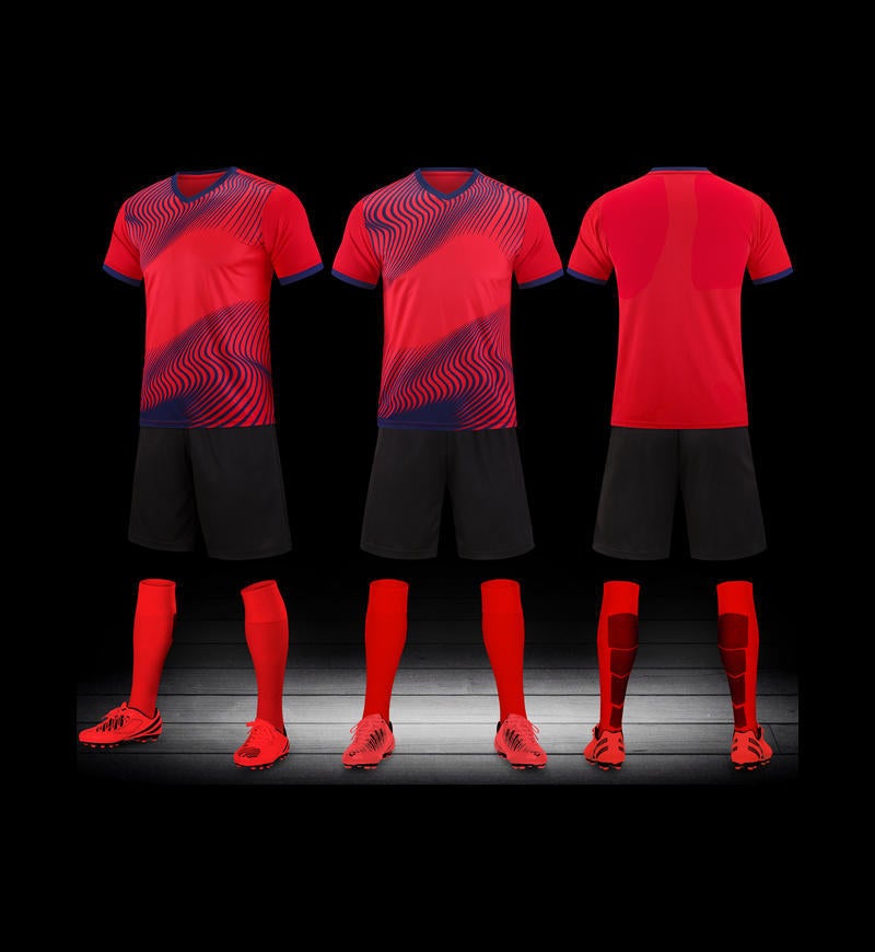 Generic Summer Adult Children Football Clothing Quick-drying suit Team Competition Comprehensive Training Clothing Primary School Students Sports Leisure Clothing Red/black pants