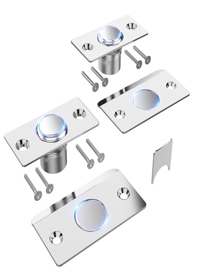 Mousike Silent Ball Catch Hardware, Adjustable Strong Magnet Door Catch, Stainless Steel with Strong Suction & Strike Plate, Easy Installation, Rustproof, for Invisible Closet (2 Pack, Sliver) - Image 1