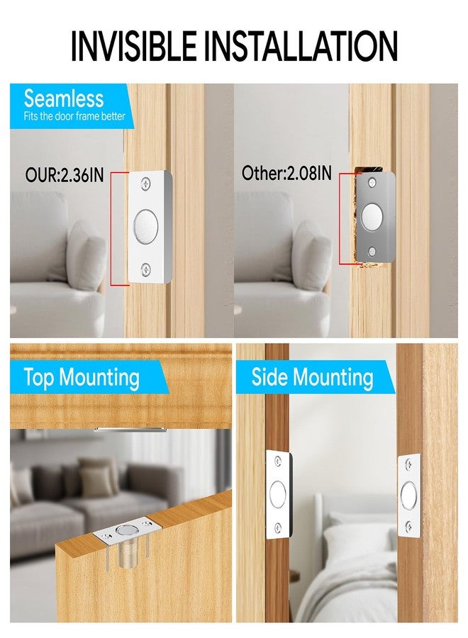 Mousike Silent Ball Catch Hardware, Adjustable Strong Magnet Door Catch, Stainless Steel with Strong Suction & Strike Plate, Easy Installation, Rustproof, for Invisible Closet (2 Pack, Sliver) - Image 5