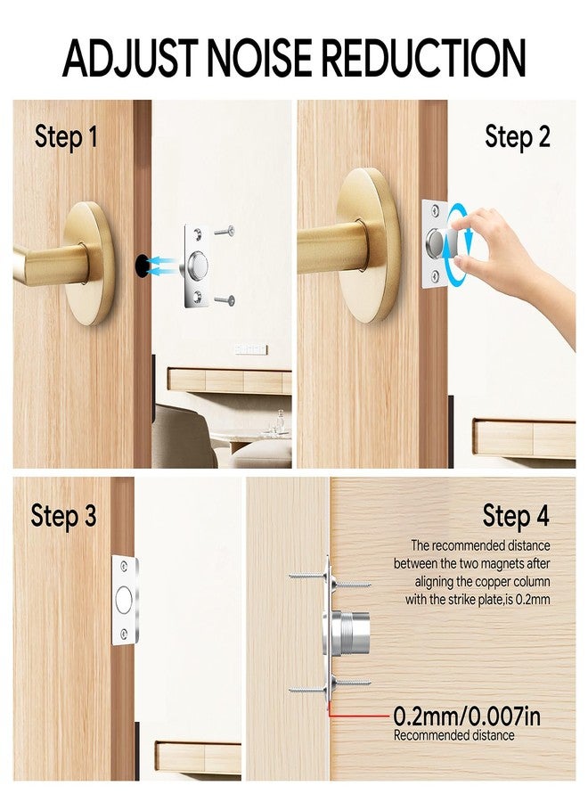 Mousike Silent Ball Catch Hardware, Adjustable Strong Magnet Door Catch, Stainless Steel with Strong Suction & Strike Plate, Easy Installation, Rustproof, for Invisible Closet (2 Pack, Sliver) - Image 4