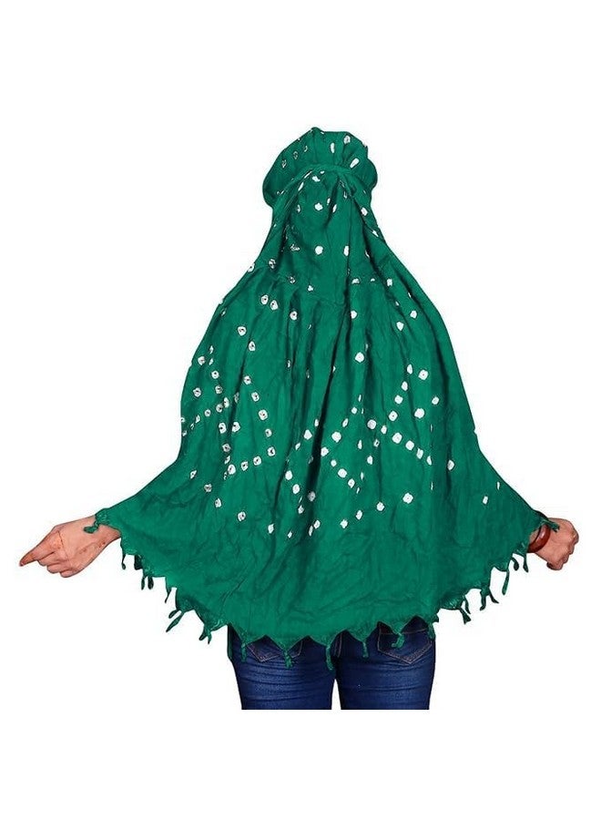 BKQPTL Pure Cotton Long Scarf Cum Mask With Sun Protection Cover Face Cotton Mask scarves Stylish Universal Size Usable dupatto vehicle Driver For Girls & Womens (Bandhani Green) - Image 4
