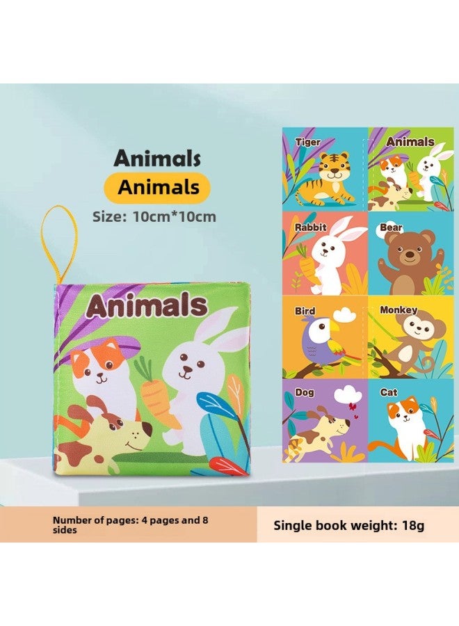 Toy Baby Baby Cloth Book Ring Paper Tear Not To Rip Three-dimensional Cloth Book Children's Early Education Cognitive Bite Book 0-1 Years Old-Color:Animal Awareness Contains Ring Paper Bb Device (english Version)  - Image 1