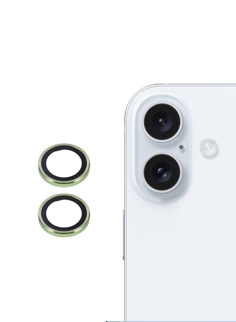 Wtech Apple iPhone 17 5G 2025 Premium Alloy Ring Camera Lens Tempered Glass Protector Shield (MLGICR) - Clear/Green - Image 1