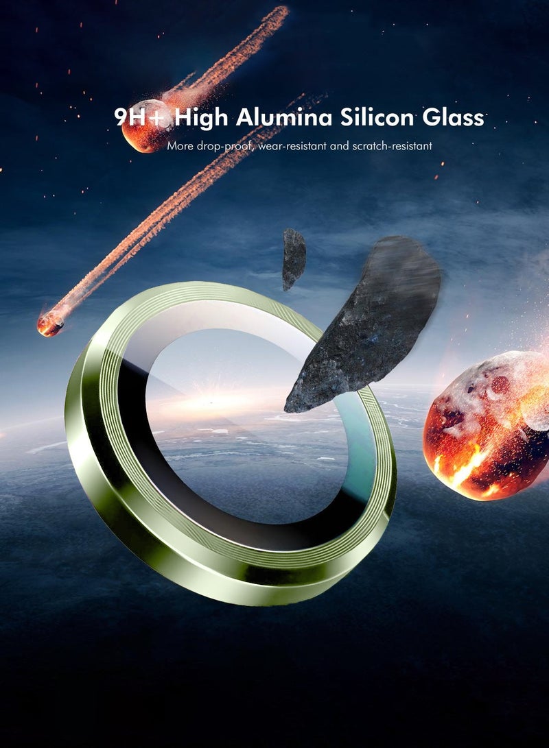 Wtech Apple iPhone 17 5G 2025 Premium Alloy Ring Camera Lens Tempered Glass Protector Shield (MLGICR) - Clear/Green - Image 3