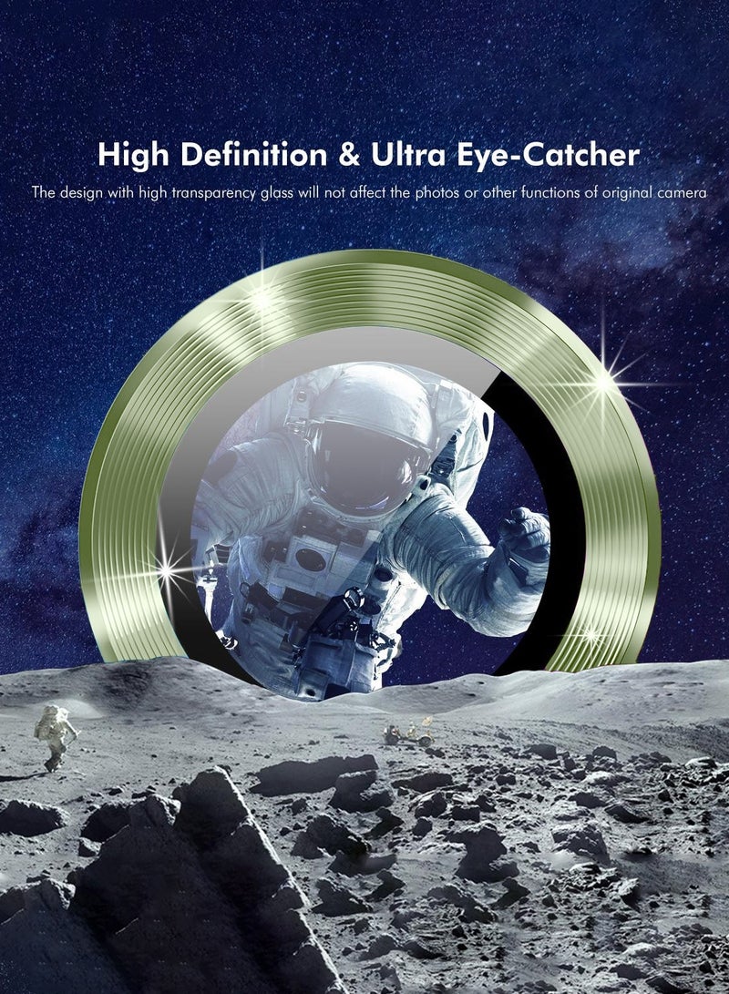 Wtech Apple iPhone 17 5G 2025 Premium Alloy Ring Camera Lens Tempered Glass Protector Shield (MLGICR) - Clear/Green - Image 4