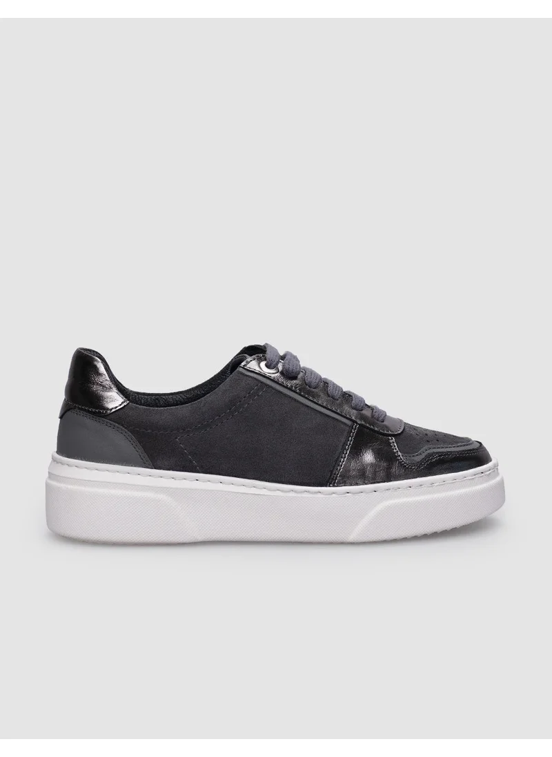 كاباني Leather Grey Lace-Up Women's Sneakers