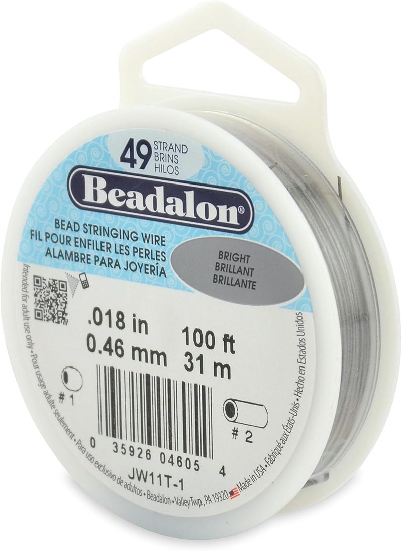 Beadalon Wire Standard Bright 49 Strand 018 Inch  100 Feet