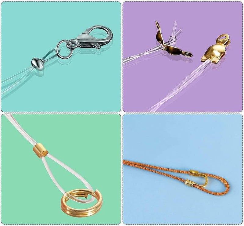 DIY Crafts 200 Pcs, Bright Gold, Brass Tube Crimp Beads Crimp Beads Knot Covers Wire Guardians Bead Tips Knot Covers for DIY Jewelry Bracelets Necklaces Making (Un(200 Pcs, Bright Gold) - Image 3