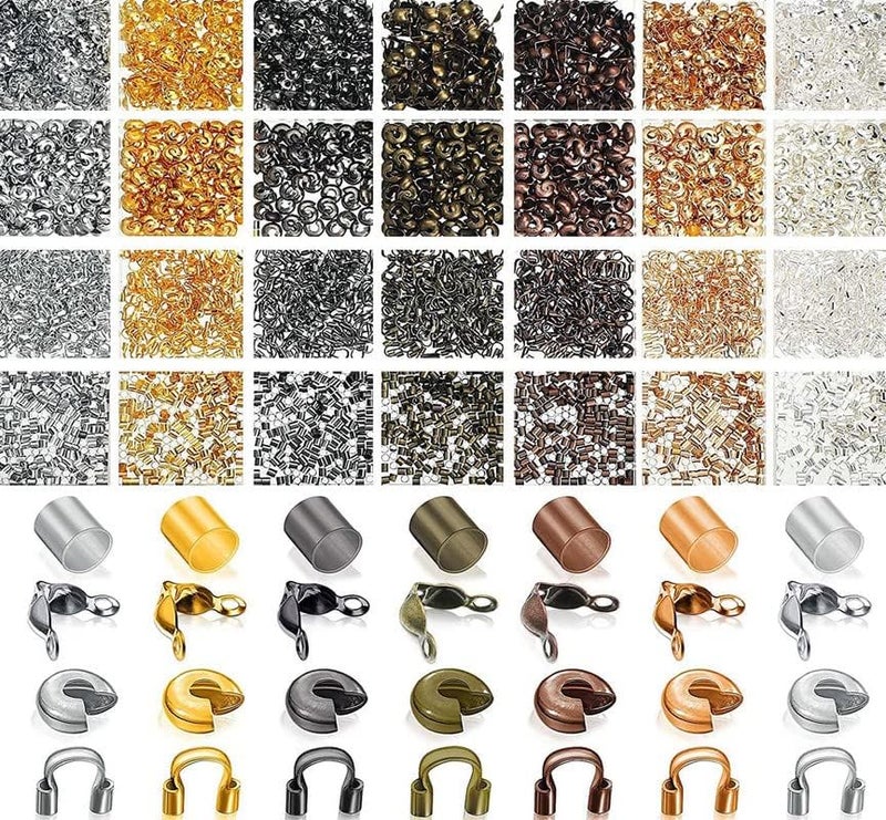 DIY Crafts 200 Pcs, Bright Gold, Brass Tube Crimp Beads Crimp Beads Knot Covers Wire Guardians Bead Tips Knot Covers for DIY Jewelry Bracelets Necklaces Making (Un(200 Pcs, Bright Gold) - Image 2