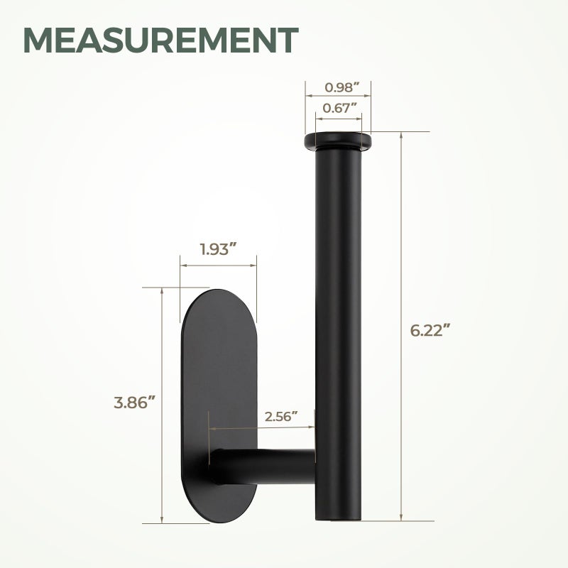 JOY DECOR 1 Pack Adhesive Toilet Roll Holder Stand - Matte Black SUS304 Stainless Steel  Rustproof Toilet Paper Holder No Drilling Tissue Holder for Kitchen Bathroom Wall Mount Bathroom Tissue Holder - Image 5
