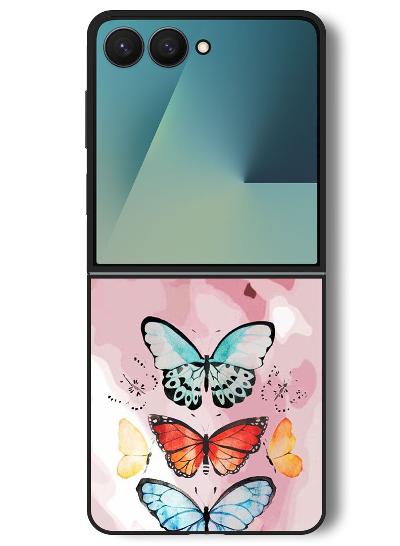 Theodor Case Compatible with Samsung Galaxy Z Flip 7 - 6.9 Inch Protection Shockproof Bumper Cover Butterflies (2) - Image 1