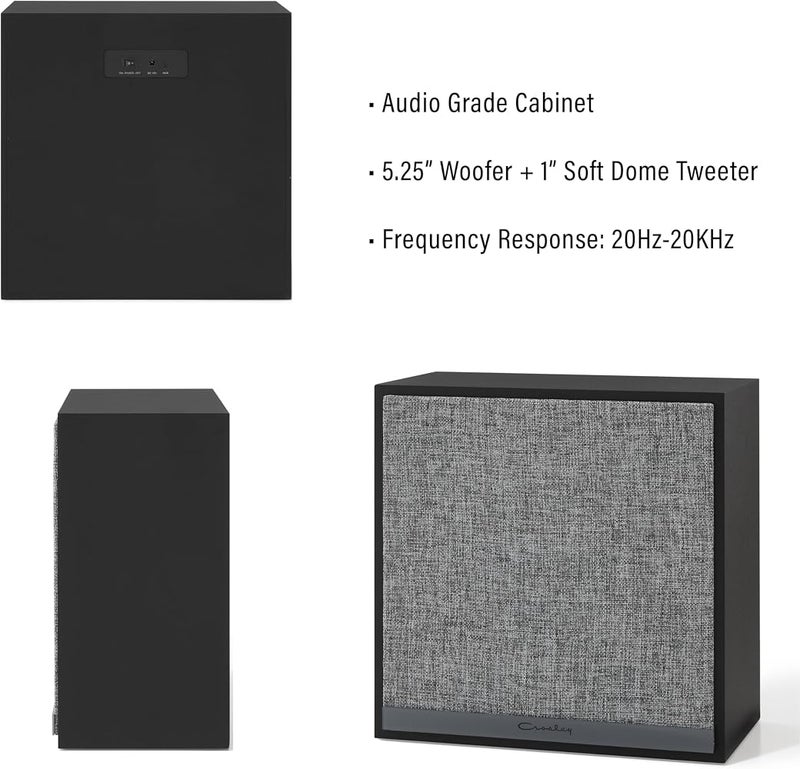 CROSLEY CADENCE CUBE BLUETOOTH SPEAKER - BLACK Bluetooth In, Powered Active Speaker with 5.25" Woofer, and 1" Soft Dome Tweeter 80W Peak, Magnetic Speaker Grill - Image 3
