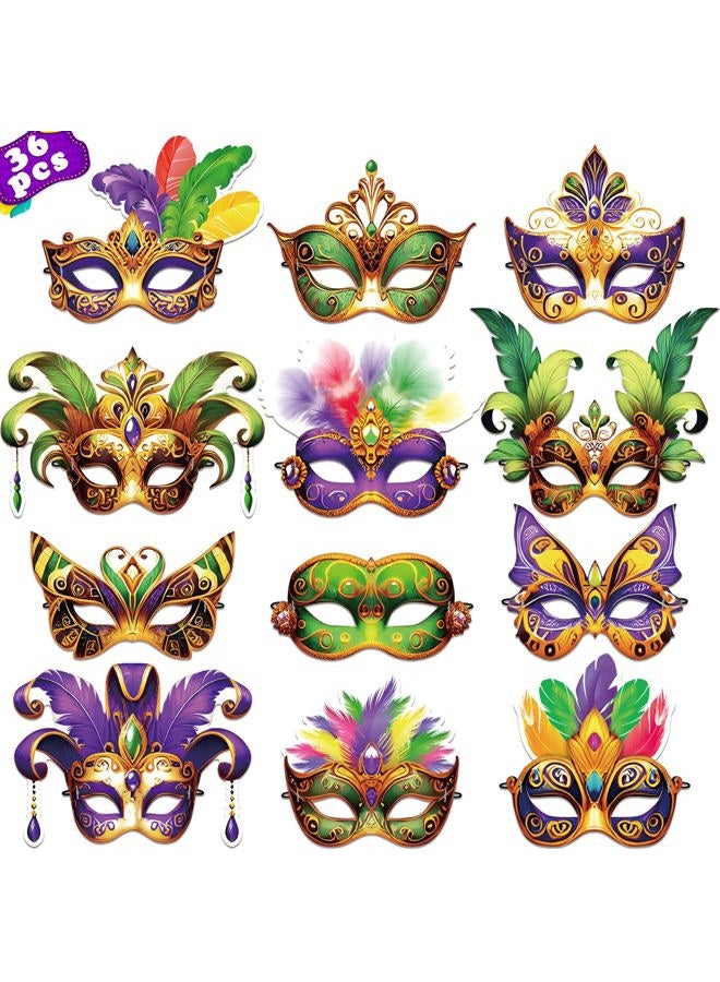80UncleKimby 36PCS Mardi Gras Masks Bulk Set: Party Decorations Carnival Favors(Paper) - Image 1