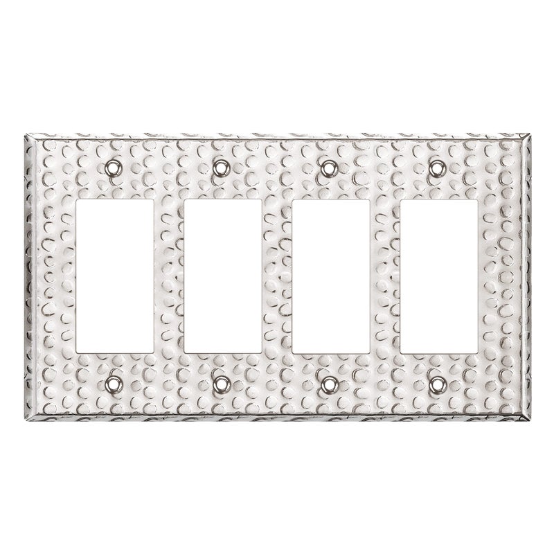 LIDER Dual Decorator Switch or Receptacle Metal Wall Plate Outlet Cover Corrosion Resistant MidSize 4Gang 488 x 858 LMWP34MHC Steel Hammered Chrome 1Pack - Image 2