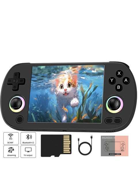 ANBERNIC RG40XX H Retro Handheld Game Consoles 5000+ Games 64TF Card Portable Gaming Console Linux 64-bit System 4.0'' IPS Screen WiFi Bluetooth HD and TV Output Black
