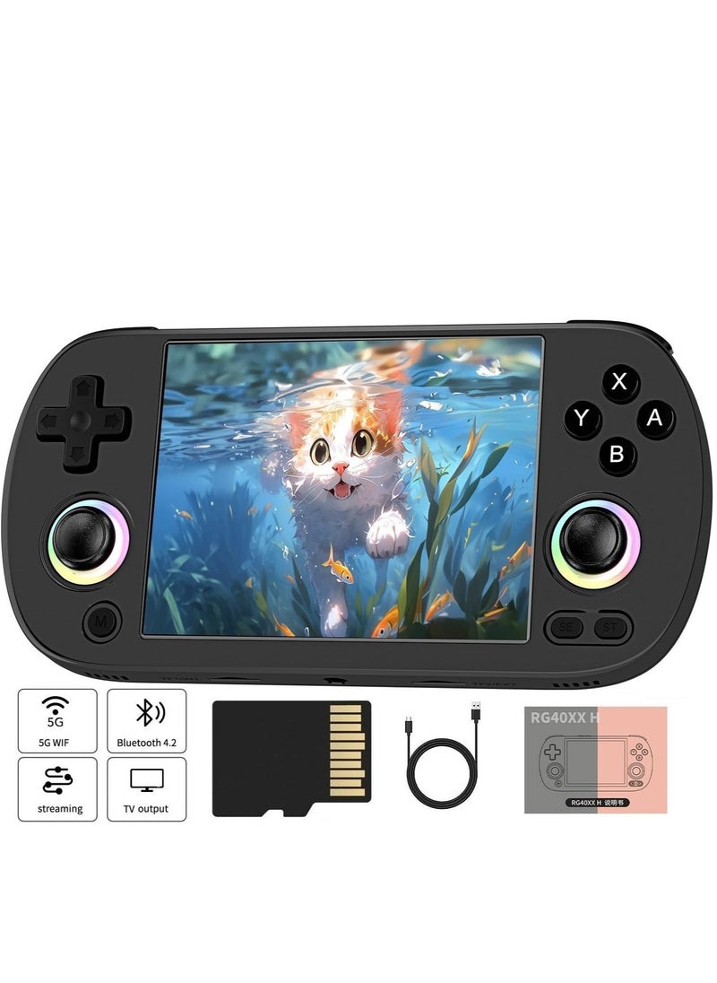 ANBERNIC  - ANBERNIC RG40XX H Retro Handheld Game Consoles 5000+ Games 64TF Card Portable Gaming Console Linux 64-bit System 4.0'' IPS Screen WiFi Bluetooth HD and TV Output Black - Image 1