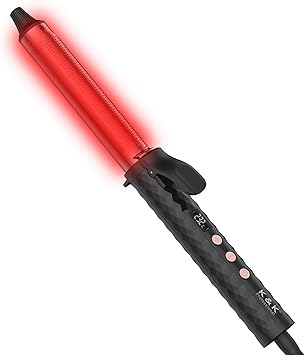 K&K KK Professional Infrared Dual Voltage Curling Iron 28mm Rose Gold Aluminium Barrel with Display for Temperature Control up to 232C - Image 1