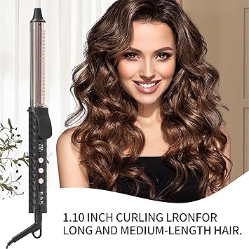 K&K KK Professional Infrared Dual Voltage Curling Iron 28mm Rose Gold Aluminium Barrel with Display for Temperature Control up to 232C - Image 5