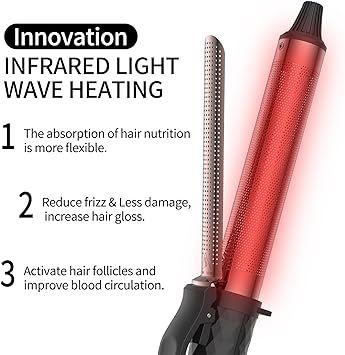 K&K KK Professional Infrared Dual Voltage Curling Iron 28mm Rose Gold Aluminium Barrel with Display for Temperature Control up to 232C - Image 2