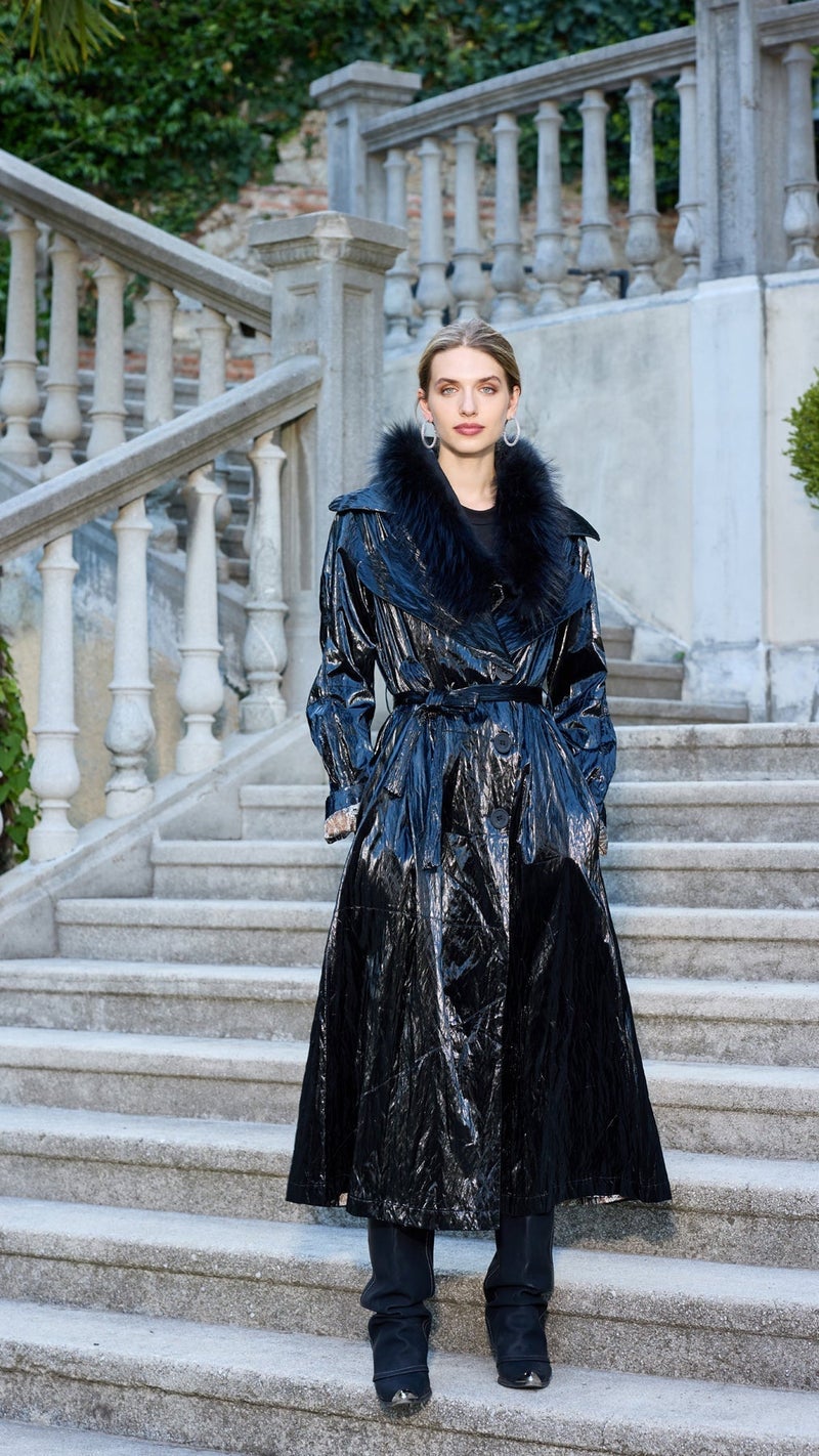 MissWhence Patent Leather Overcoat - Navy - Image 3